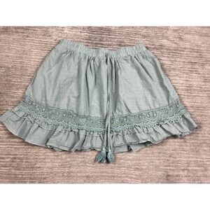 Simplee Plus Skirt Women Plus Sage Green Swiss Dot Crochet Lace Ruffle Mini Boho